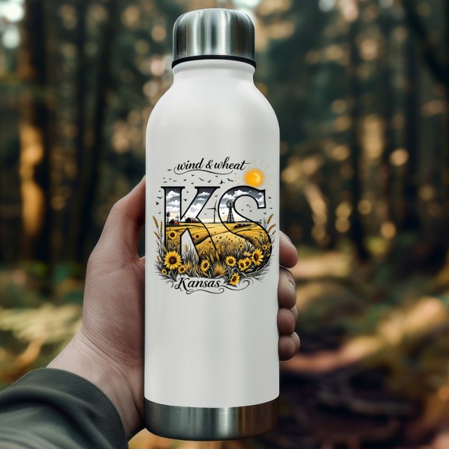 Adesivo Kansas State Sticker | Wind & Wheat Sunflower Desi (Kansas State Sticker | Wind & Wheat Sunflower Design by PiggyPrint Stickers. )