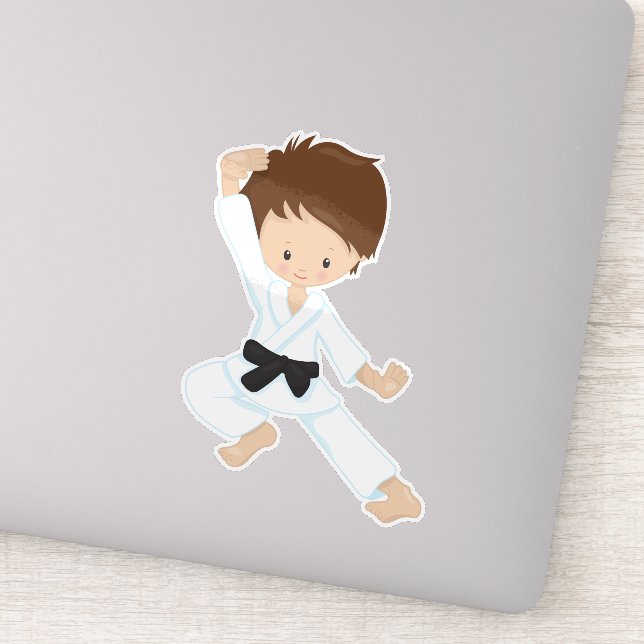 Adesivo Karate Boy, Cute Boy, Black Belt, Brown Hair (Detalhe)