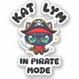 Adesivo Kat Lym Cute Black Cat Pirate Art