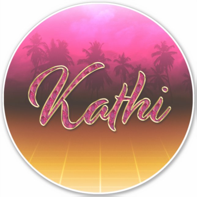 Adesivo Kathi Vorname Name golden pink Aufkleber Sticker (Frente)