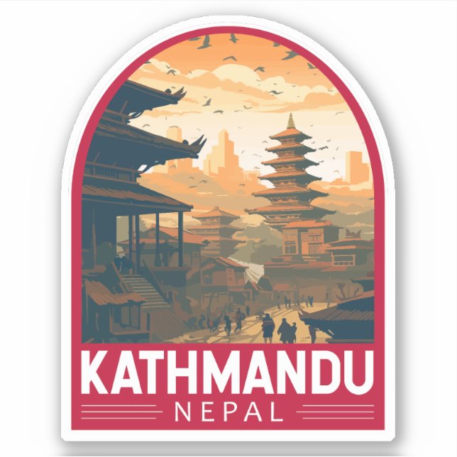 Adesivo Kathmandu Nepal Viagem Art Vintage (Frente)