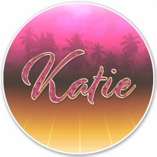 Adesivo Katie Vorname Name golden pink Aufkleber Sticker (Frente)