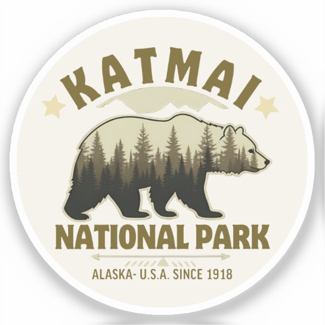 Adesivo Katmai National Park Alaska Since 1918 (Frente)