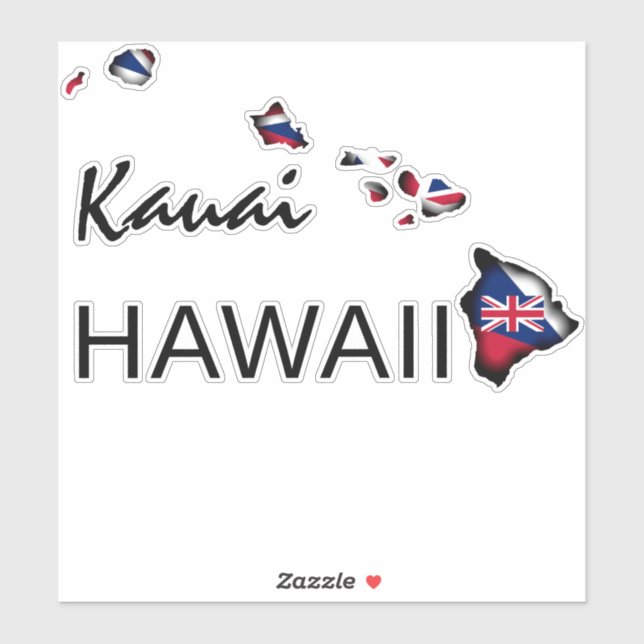 Adesivo KAUAI - HAWAII ILHAS HI Flag BLK (Folha)