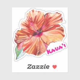 Adesivo Kauai Hibiscus Watercolor Hawaiian Sticker