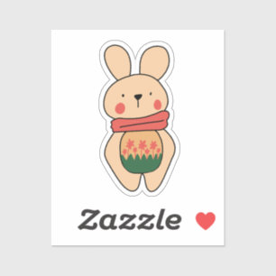 Adesivo Kawai Bunny Rosa Ingênua Com Flor