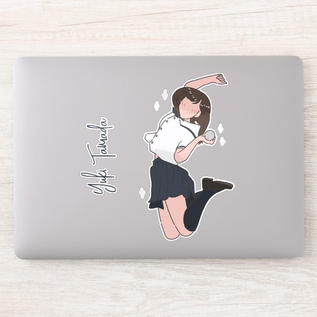 Adesivo Kawai Jumping Girl personalizável (Computador)