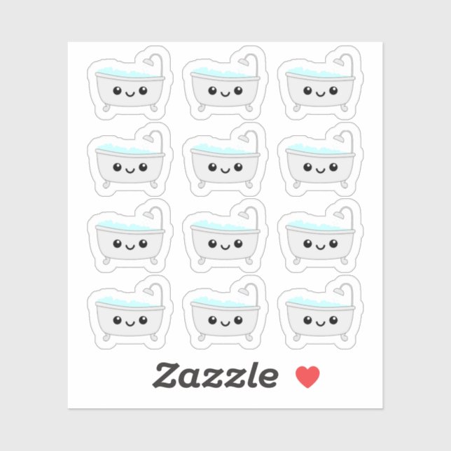 Adesivo Kawaii Banheira Spa Lembrete de Hora do Banho Bujo (Folha)