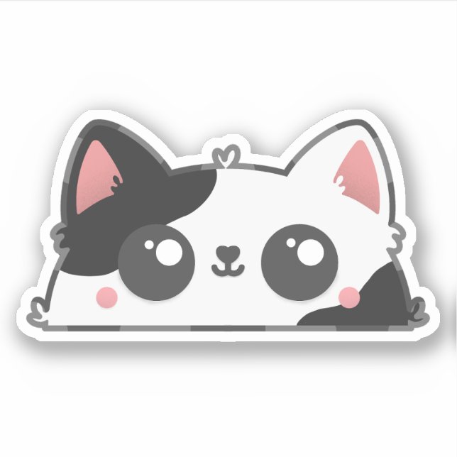Adesivo Kawaii Black and White Cat (Frente)