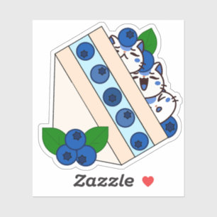 Adesivo Kawaii Blueberry Cat Fruit Sandwich - Japonês San