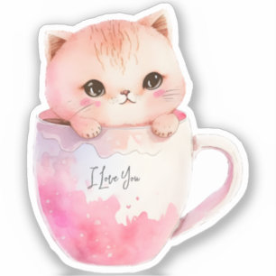 Adesivo Kawaii Blushing Pink Chibi Cat