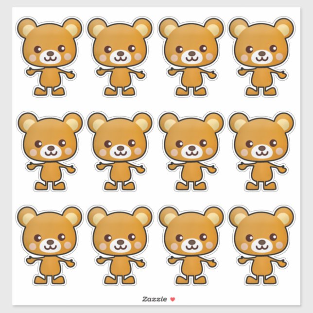 Adesivo Kawaii Brown Bear_GC - Sticker (Folha)