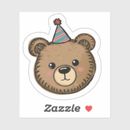 Adesivo Kawaii Brown Bear Party Sticker