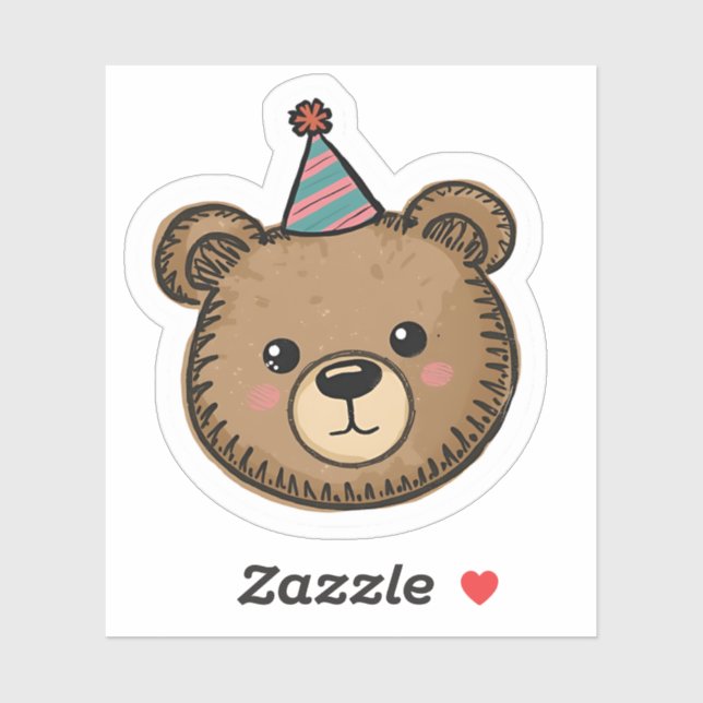 Adesivo Kawaii Brown Bear Party Sticker (Folha)