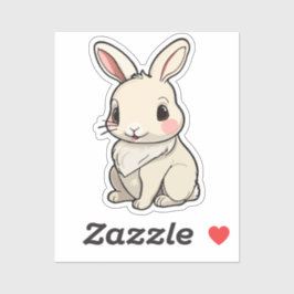 Adesivo Kawaii Bunny Sticker - Fluffy White Rabbit Vinyl