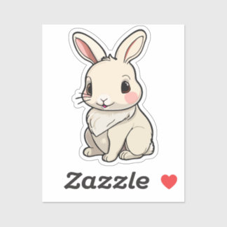 Adesivo Kawaii Bunny Sticker - Fluffy White Rabbit Vinyl
