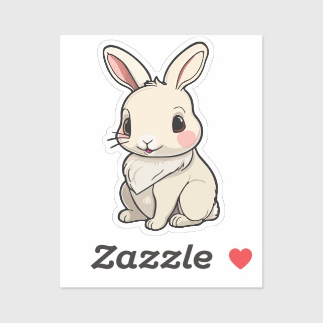 Adesivo Kawaii Bunny Sticker - Fluffy White Rabbit Vinyl (Folha)