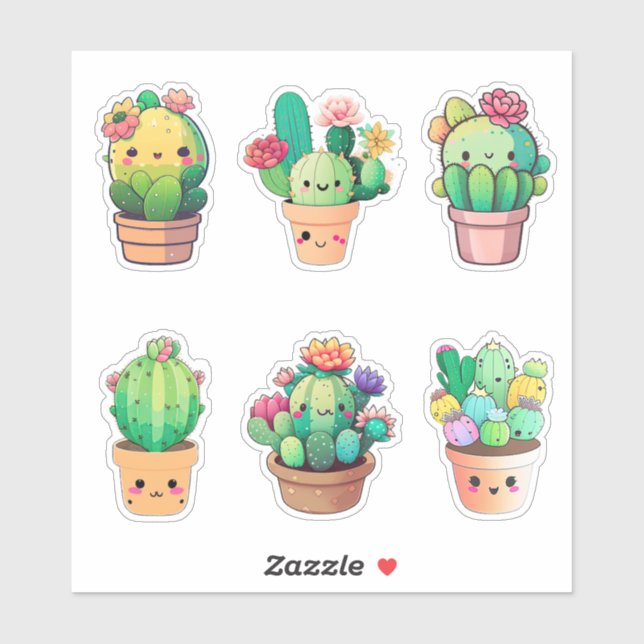 Adesivo Kawaii Cactus (Folha)