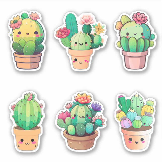 Cactus kawaii  Arte com cactos, Cactos desenho, Adesivos bonitos