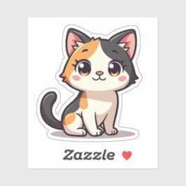 Adesivo Kawaii Calico Cat Sticker para Cat Lovers