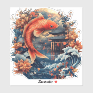 Adesivo Kawaii Carp Dragon Gate Sticker Legenda Chinesa