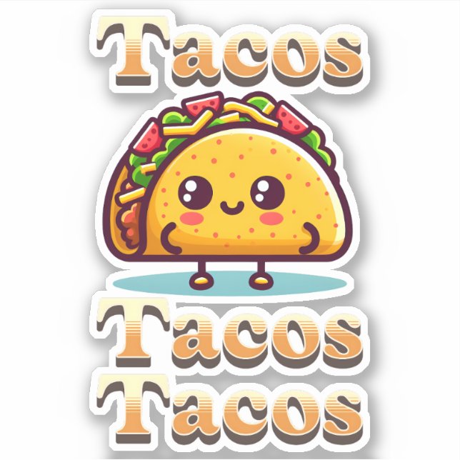 Adesivo Kawaii Cartoon Tacos (Frente)
