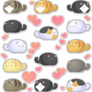 Adesivo Kawaii Cat Assorment Vinyl Stickers