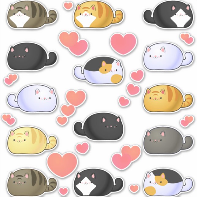Adesivo Kawaii Cat Assorment Vinyl Stickers