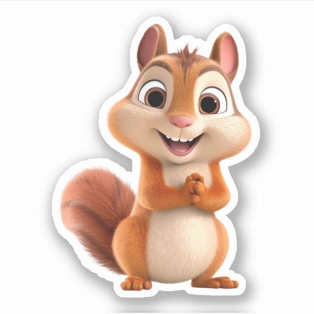 Adesivo Kawaii Chibi Cute Cartoon Chipmunk (Frente)