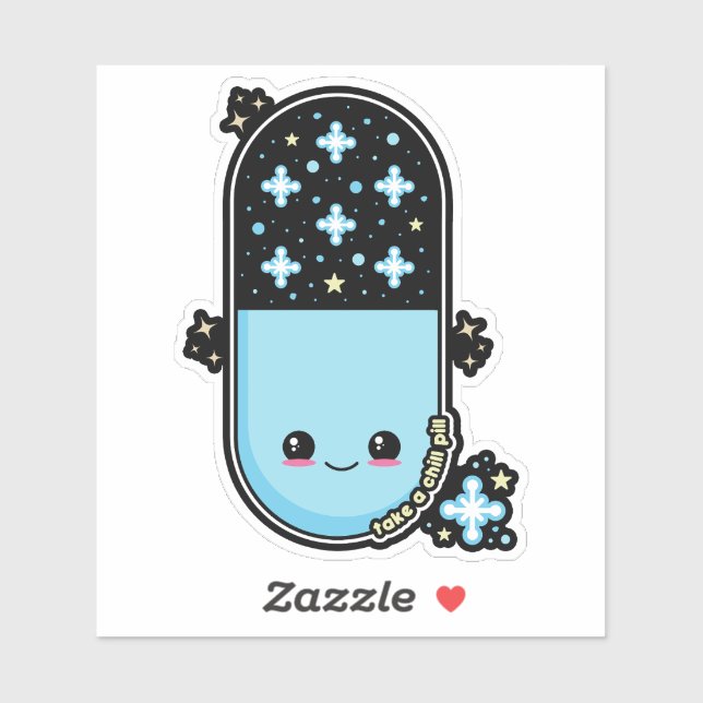 Adesivo Kawaii Chill Pill (Folha)