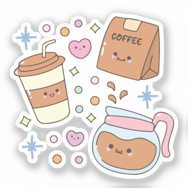 Adesivo Kawaii coffee (Frente)