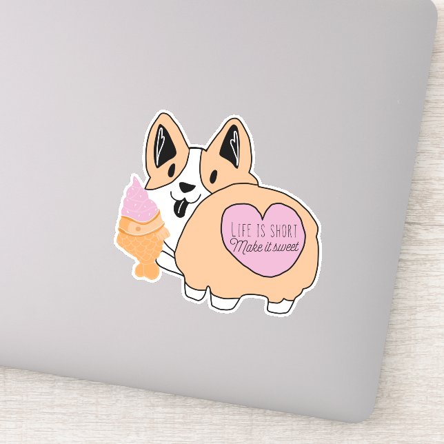 Adesivo Kawaii Corgi com Sorvete (Detalhe)