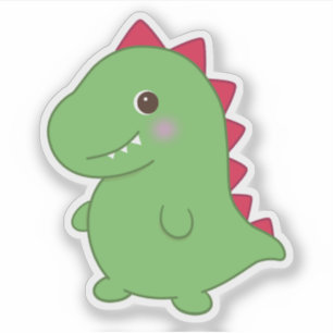 Adesivo Kawaii Cute Chibi Green Dino T-Rex