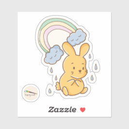 Adesivo Kawaii Doodle Bunny Rainbow Rain