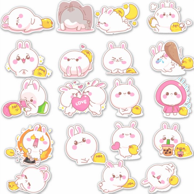 Adesivo Kawaii Easter Bunnies (Frente)