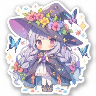 Adesivo Kawaii Floral Loli Witch