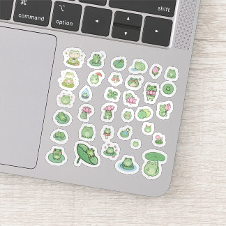 Adesivo Kawaii Frog & Lotus Flower Vinyl Stickers