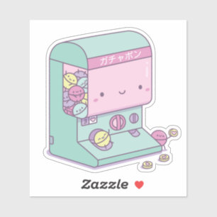 Adesivo Kawaii Gachapon Japão Máquina de Brinquedos em Cáp