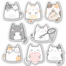 Adesivo Kawaii Gatinho Gato-Gato-de-Gato-Gato
