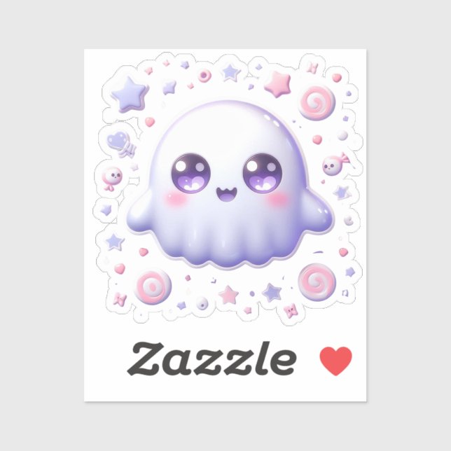Adesivo Kawaii Ghost Vinyl Sticker - Halloween de Pastel b (Folha)