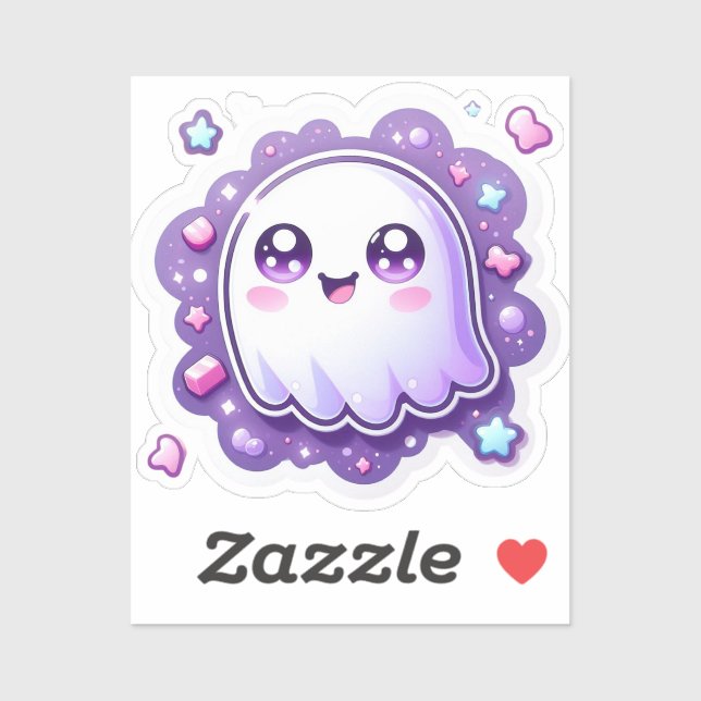 Adesivo Kawaii Ghost Vinyl Sticker - Halloween de Pastel b (Folha)