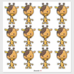 Adesivo Kawaii Giraffe Orange Brown