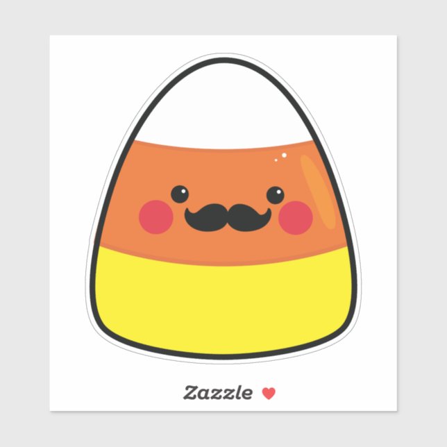 Adesivo Kawaii Halloween Candy Corn com bigode (Folha)