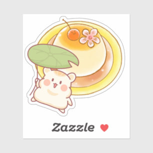 Adesivo Kawaii Hamster Japanese Pudding - Purin Dessert Ar