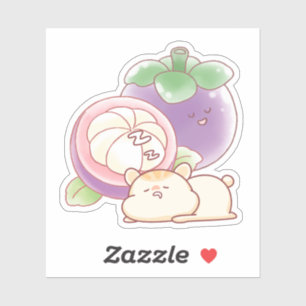 Adesivo Kawaii Hamster Mangosteen - Aesthe de Soneca Fruta