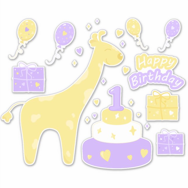 Adesivo Kawaii Happy Birthday Vinyl Stickers (Frente)