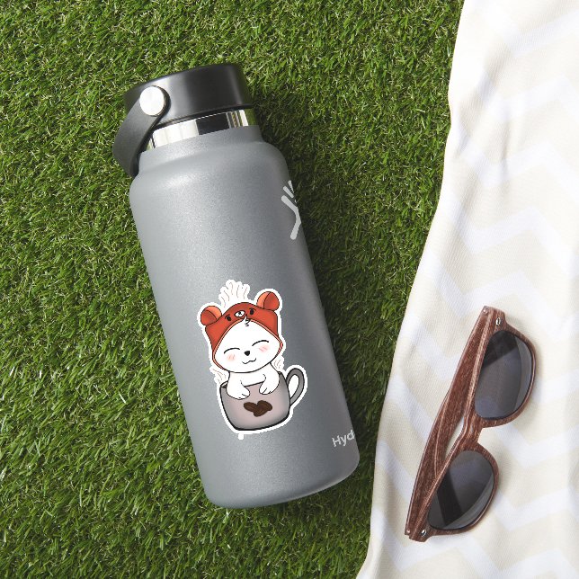 Adesivo kawaii Heart warming love for cats (HydroFlask Insitu)