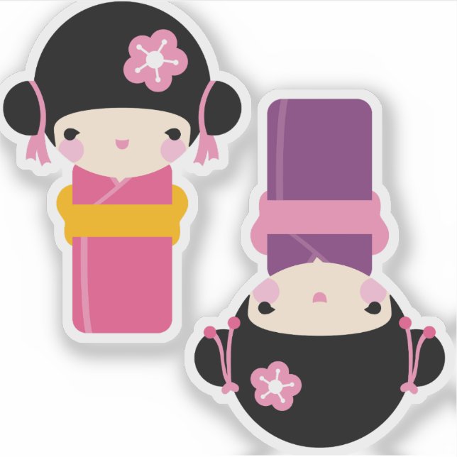 Adesivo Kawaii Kimono Doll Stickers (Frente)