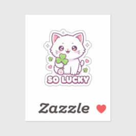 Adesivo Kawaii Lucky Cat Maneki Neko With Clover Sticker