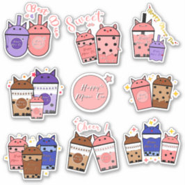 Adesivo Kawaii Meow Tea Cup Vinyl Sticker